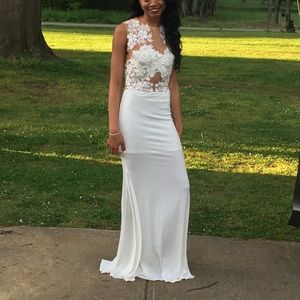 White & Lace Prom Dress